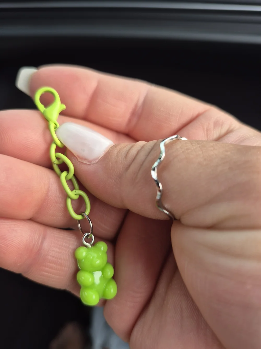 Green Gummy Bear Zipper Charm •Bags •Purses •Backpacks •Keychain!